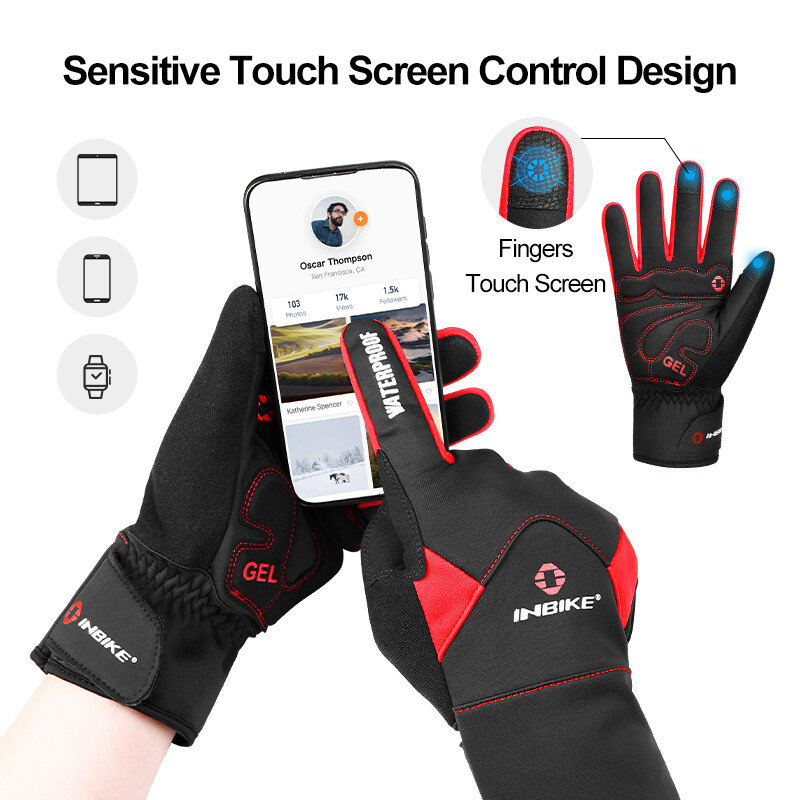 INBIKE Winter Cycling Gloves Man Touch Screen Bicycle Gloves Thickened Ανδρικά γάντια MTB for Riding Bike Αξεσουάρ μοτοσικλετιστών
