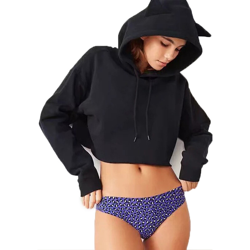 Hanorace personalizate PROPRIUL TĂU Logo Imagine cu text DIY Imprimat cu urechi de pisică Crop Tops New Fashion Harajuku Hip Hop Îmbrăcăminte personalizată Femei