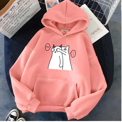 Hirsionsan Kawaii Cartoon Print Hoodie naistele Pehme vabaaja ülisuur spordirõivad Naiste dressipluus, soe fliis naisteriided