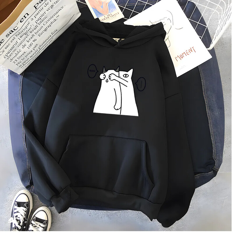 Hirsionsan Kawaii majica s kapuljačom s printom crtića za žene Meka ležerna velika sportska odjeća Ženska majica s kratkim rukavima Topla ženska odjeća od flisa