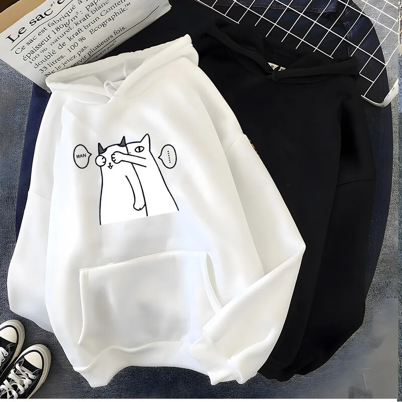 Hirsionsan Kawaii majica s kapuljačom s printom crtića za žene Meka ležerna velika sportska odjeća Ženska majica s kratkim rukavima Topla ženska odjeća od flisa