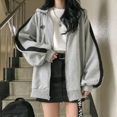 Agrs rudens plāns Harajuku stila izšūts burts sieviešu apģērbs moderns mētelis ar rāvējslēdzēju