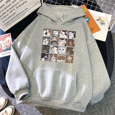 Naljakad meemikassid Multikad Prindi Naiste kapuuts Hip Hop Crewneck kapuuts Suured fliisist pulloverid Mood vabaaja naiste spordirõivad