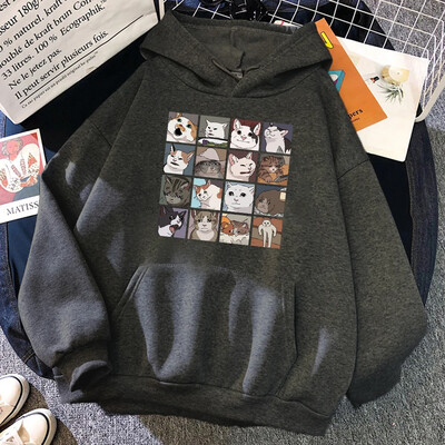 Naljakad meemikassid Multikad Prindi Naiste kapuuts Hip Hop Crewneck kapuuts Suured fliisist pulloverid Mood vabaaja naiste spordirõivad
