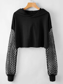 Αθλητικό μπλουζάκι με κουκούλα με κουκούλα καθημερινά & casual μονόχρωμο διχτυωτό