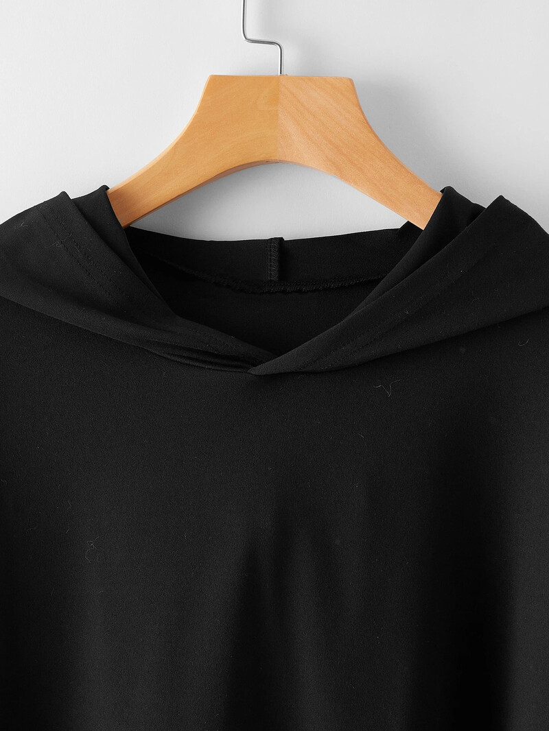 Αθλητικό μπλουζάκι με κουκούλα με κουκούλα καθημερινά & casual μονόχρωμο διχτυωτό