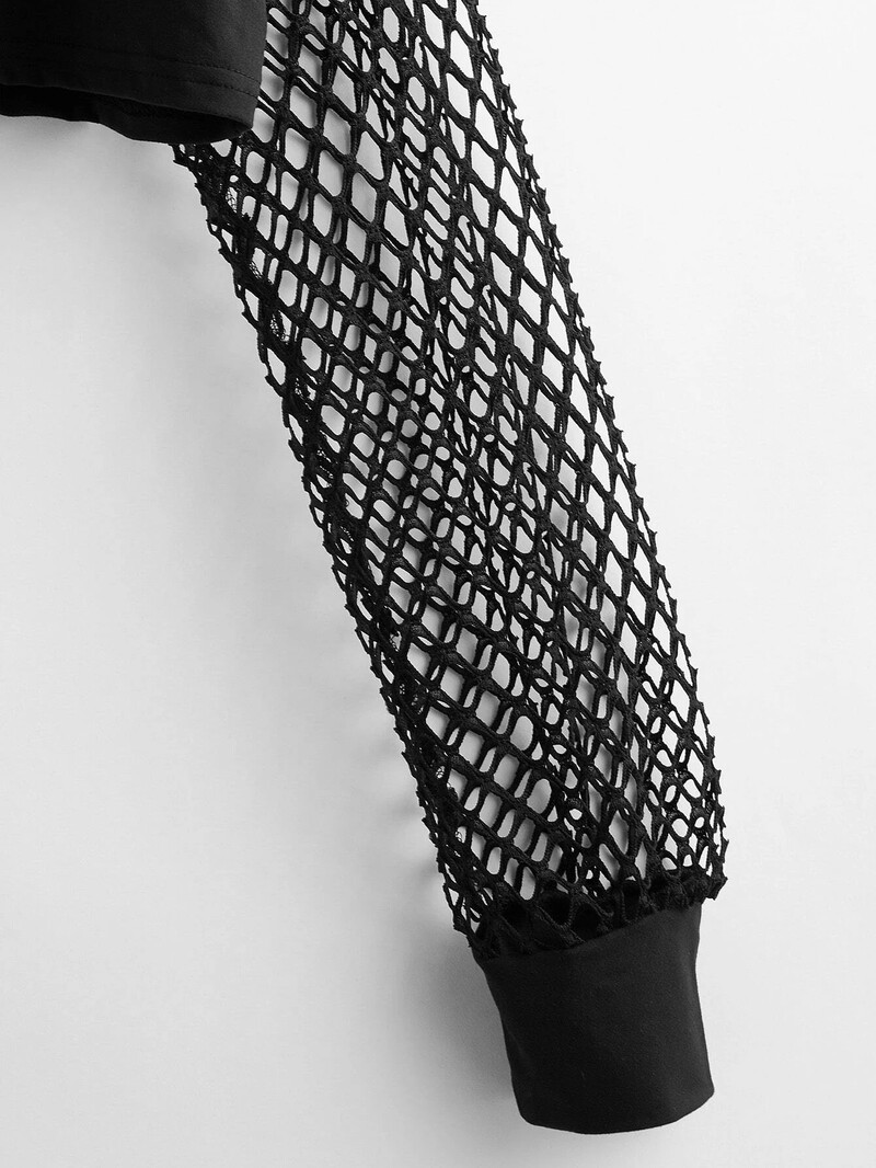 Αθλητικό μπλουζάκι με κουκούλα με κουκούλα καθημερινά & casual μονόχρωμο διχτυωτό