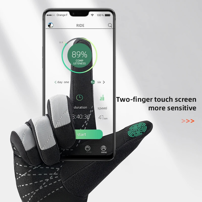 ROCKBROS Velosipēdu cimdi Elpojoši Neslīdoši Riteņbraukšanas cimdi Skārienekrāns Ziemas termiski silti Pilna pirksta cimdi jāšanas cimdi