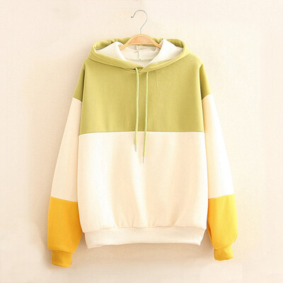 Majica s dugim patchwork rukavima Ženske majice s printom Modni spoj Ležerne ženske majice s kapuljačom Sweatshirts Jakna s kapuljačom od flisa Žene