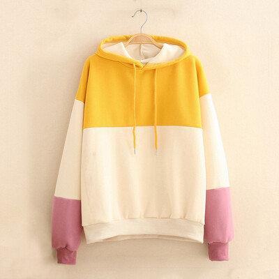 Majica s dugim patchwork rukavima Ženske majice s printom Modni spoj Ležerne ženske majice s kapuljačom Sweatshirts Jakna s kapuljačom od flisa Žene