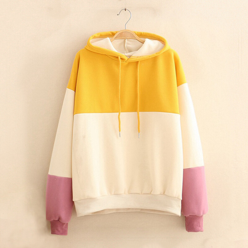 Majica s dugim patchwork rukavima Ženske majice s printom Modni spoj Ležerne ženske majice s kapuljačom Sweatshirts Jakna s kapuljačom od flisa Žene