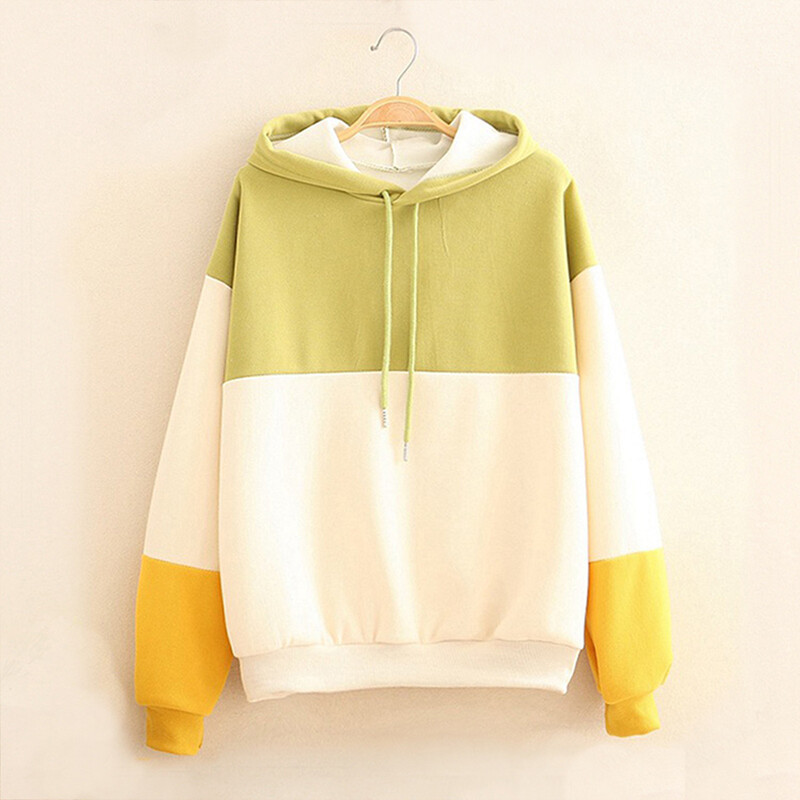 Majica s dugim patchwork rukavima Ženske majice s printom Modni spoj Ležerne ženske majice s kapuljačom Sweatshirts Jakna s kapuljačom od flisa Žene