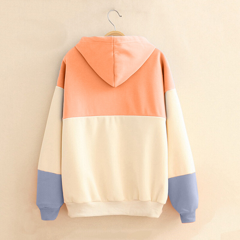 Majica s dugim patchwork rukavima Ženske majice s printom Modni spoj Ležerne ženske majice s kapuljačom Sweatshirts Jakna s kapuljačom od flisa Žene