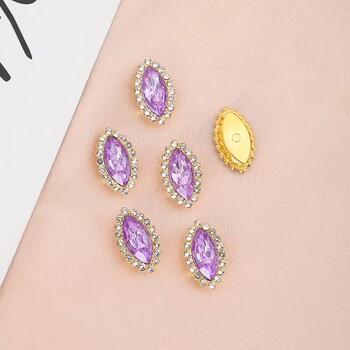 Cross Border Hot Style 12X20MM 100 τμχ Marquise Sunflower Double Layer Glass Diamond Πολύχρωμο ραμμένο στο χέρι πέτρα DIY Αξεσουάρ μαλλιών με διαμάντια νυχιών