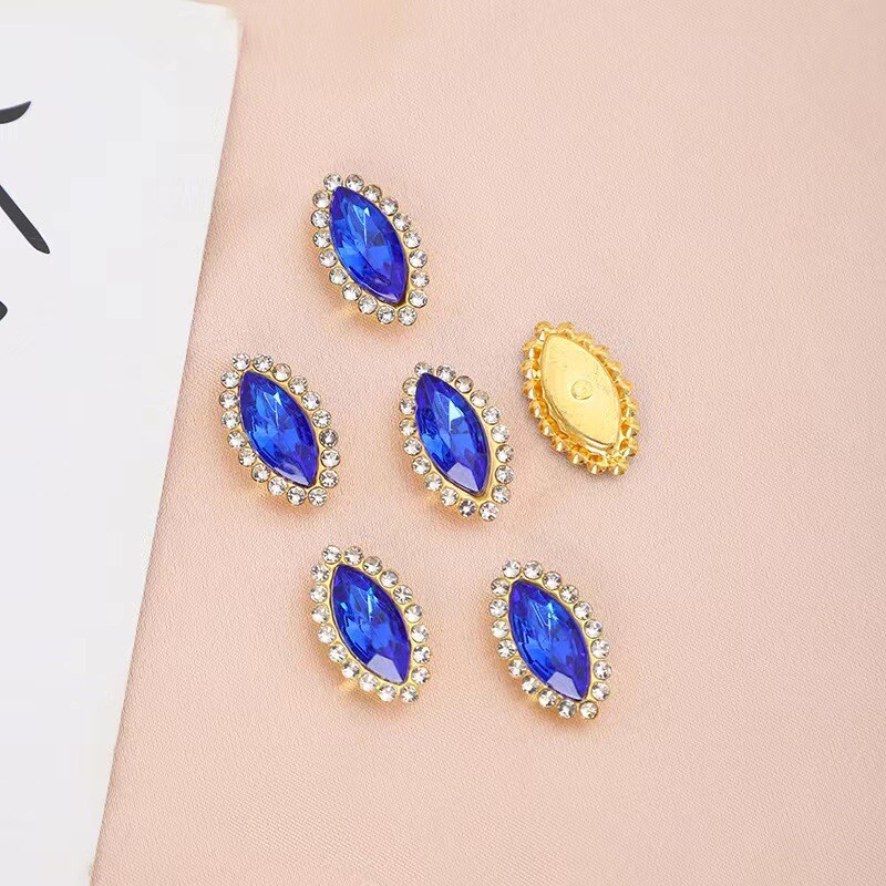 Cross Border Hot Style 12X20MM 100 gab Marquise Sunflower Double Layer Glass Dimants Krāsains Ar rokām Šūts Akmens DIY Nagu dimanta matu aksesuārs