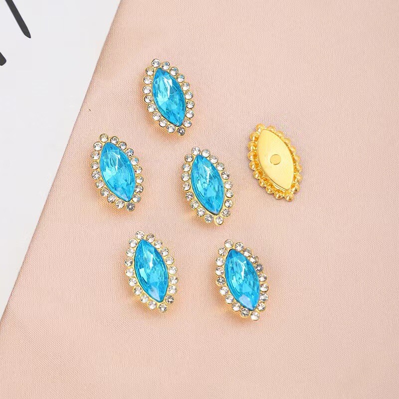 Cross Border Hot Style 12X20MM 100 gab Marquise Sunflower Double Layer Glass Dimants Krāsains Ar rokām Šūts Akmens DIY Nagu dimanta matu aksesuārs