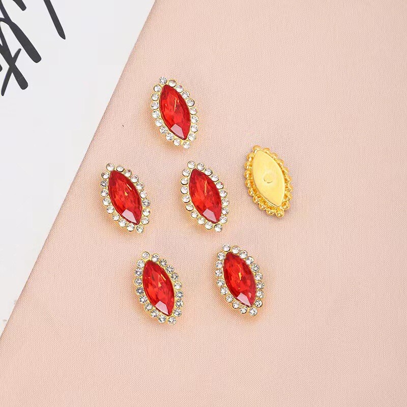 Cross Border Hot Style 12X20MM 100 gab Marquise Sunflower Double Layer Glass Dimants Krāsains Ar rokām Šūts Akmens DIY Nagu dimanta matu aksesuārs