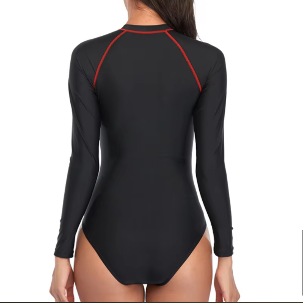 Costumul de baie dintr-o bucată în mozaic, cu mânecă lungă, costum de baie sport, costume de baie pentru înot pentru femei, costume de baie pentru plajă, surfing, 2024