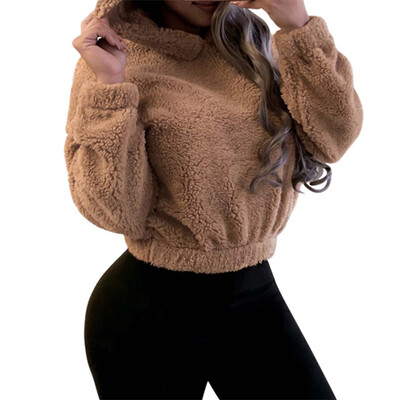 Χειμερινή κορεατική μόδα Bear Ears Χαριτωμένα φαρδιά φούτερ με κουκούλα, ζεστή μπλούζα με μακρυμάνικο μπλουζάκι από μασίφ πουλόβερ για γυναίκες