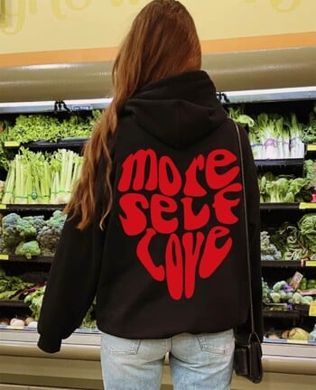 Още Self Love Hoodie Pinterest Hoodie Tumblr Суитшърт Позитивен суитшърт Естетичен суичър с качулка Удобна пот