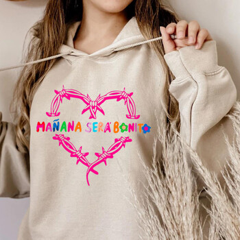 Karol G Mana Sera Bonito with Hearth Hoodie Модерен суичър с ретро музика Manana Sera Bonito Shirt Сладко Karol G Hoodie