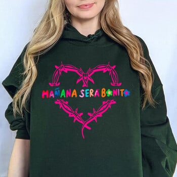 Karol G Mana Sera Bonito with Hearth Hoodie Модерен суичър с ретро музика Manana Sera Bonito Shirt Сладко Karol G Hoodie