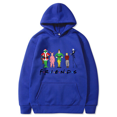 Χριστουγεννιάτικες κουκούλες ανδρικές επιστολές μόδας γραφικά μπλούζες με στάμπα Γυναικείες casual Harajuku Streetwear Friends Παλτό πουλόβερ με κουκούλα