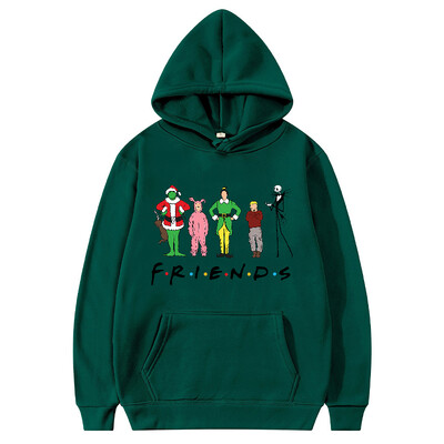 Χριστουγεννιάτικες κουκούλες ανδρικές επιστολές μόδας γραφικά μπλούζες με στάμπα Γυναικείες casual Harajuku Streetwear Friends Παλτό πουλόβερ με κουκούλα