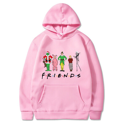 Χριστουγεννιάτικες κουκούλες ανδρικές επιστολές μόδας γραφικά μπλούζες με στάμπα Γυναικείες casual Harajuku Streetwear Friends Παλτό πουλόβερ με κουκούλα