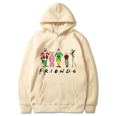 Χριστουγεννιάτικες κουκούλες ανδρικές επιστολές μόδας γραφικά μπλούζες με στάμπα Γυναικείες casual Harajuku Streetwear Friends Παλτό πουλόβερ με κουκούλα