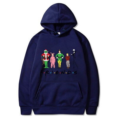 Χριστουγεννιάτικες κουκούλες ανδρικές επιστολές μόδας γραφικά μπλούζες με στάμπα Γυναικείες casual Harajuku Streetwear Friends Παλτό πουλόβερ με κουκούλα