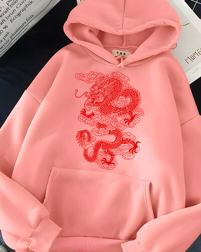 Hirsionsan Vintage Dragon Graphic Print Hoodies Γυναικεία Υπερμεγέθη αθλητικά Γυναικεία φούτερ Streetwear Fleece Γυναικεία ρούχα