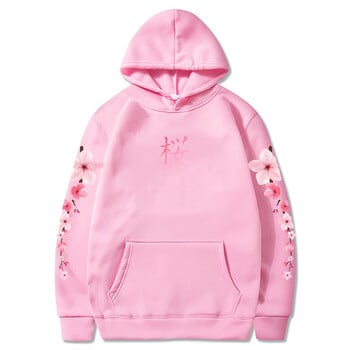 Japanese Blossom Sakura Graphic Hoodies Зимни суичъри с дълъг ръкав и качулка Ежедневни дамски/мъжки удобни пуловери с джоб