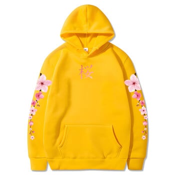 Japanese Blossom Sakura Graphic Hoodies Зимни суичъри с дълъг ръкав и качулка Ежедневни дамски/мъжки удобни пуловери с джоб