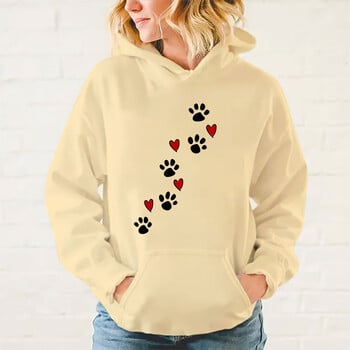 Нов суичър с качулка с щампа на кучешка лапа Есен Зима Жени Мъже Harajuku Hoodie Fleece Свободни ежедневни суичъри Xxs-4Xl