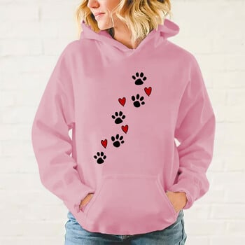 Нов суичър с качулка с щампа на кучешка лапа Есен Зима Жени Мъже Harajuku Hoodie Fleece Свободни ежедневни суичъри Xxs-4Xl