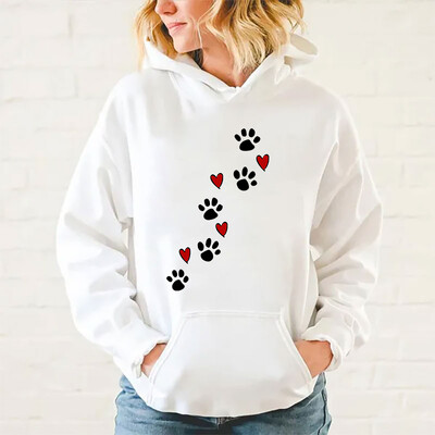 Нов суичър с качулка с щампа на кучешка лапа Есен Зима Жени Мъже Harajuku Hoodie Fleece Свободни ежедневни суичъри Xxs-4Xl