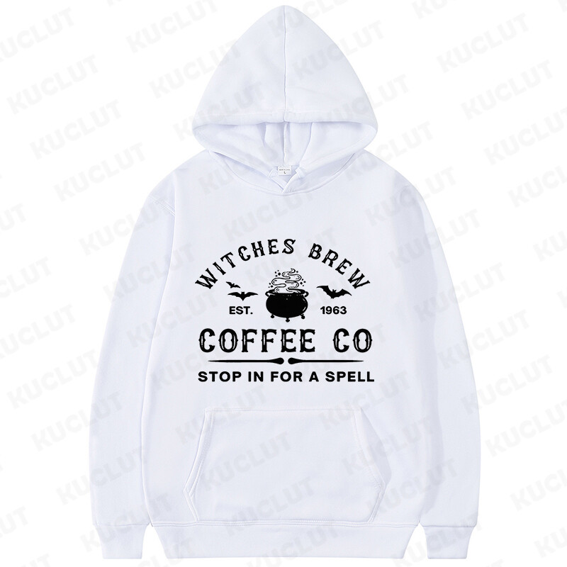 Mikiny s potlačou Witchs Coffee Co Stop in For A Spell Vtipné Halloweenske Dámske Športové Oblečenie Móda Jesenné Mikiny Mikiny Ležérne