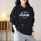 Rudens ziema Augstas kvalitātes tīras kokvilnas kapuces Sieviešu apģērbi Vintag Chic Y2k modes džemperi, brīvi ikdienas puloveri