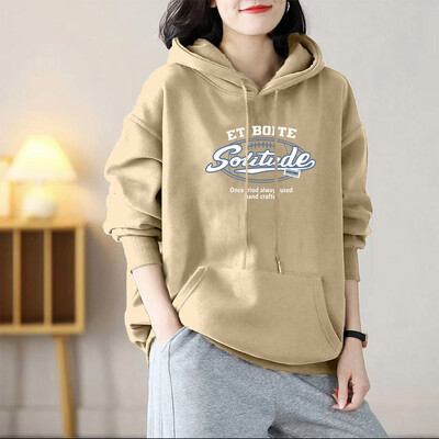 Rudens ziema Augstas kvalitātes tīras kokvilnas kapuces Sieviešu apģērbi Vintag Chic Y2k modes džemperi, brīvi ikdienas puloveri