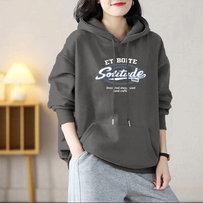 Rudens ziema Augstas kvalitātes tīras kokvilnas kapuces Sieviešu apģērbi Vintag Chic Y2k modes džemperi, brīvi ikdienas puloveri