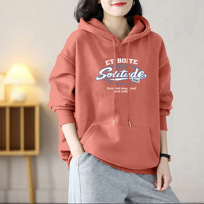 Rudens ziema Augstas kvalitātes tīras kokvilnas kapuces Sieviešu apģērbi Vintag Chic Y2k modes džemperi, brīvi ikdienas puloveri