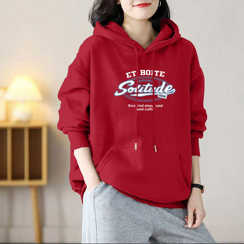 Rudens ziema Augstas kvalitātes tīras kokvilnas kapuces Sieviešu apģērbi Vintag Chic Y2k modes džemperi, brīvi ikdienas puloveri