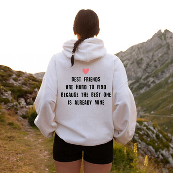 Best Friends Are Haro To Find Funny Letters Printed Women Hoodies Свободни памучни джъмпери с дълъг ръкав Пуловер Дрехи с О-образно деколте