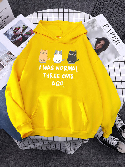 Ήμουν κανονικός πριν από τρεις γάτες Φούστες για γυναίκες Νέα γυμναστική αθλητικά ρούχα Fleece χαλαρό πουλόβερ Φθινοπωρινό Crewneck Γυναικεία ρούχα