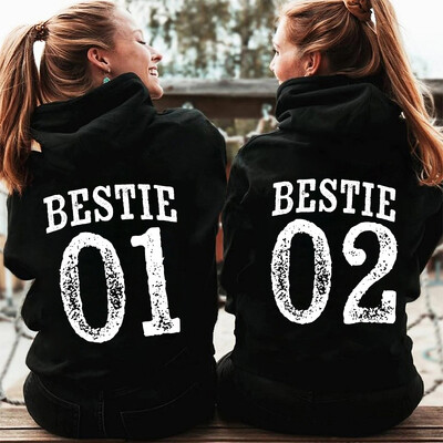 BFF Matching Best Friend Φούτερ γενεθλίων Γυναικεία Καλύτερη φίλη Bestie Zipper Hoodies Κοκέτα αισθητικής φούτερ πουλόβερ μπλούζες