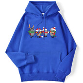 Őszi női kapucnis pulóver karácsonyi sündisznók Nyomtatott pulóver leejtő ujjú zseb felsők bő meleg kényelmes rajzfilm női ruhák