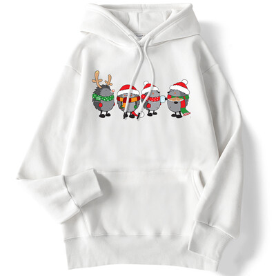 Őszi női kapucnis pulóver karácsonyi sündisznók Nyomtatott pulóver leejtő ujjú zseb felsők bő meleg kényelmes rajzfilm női ruhák