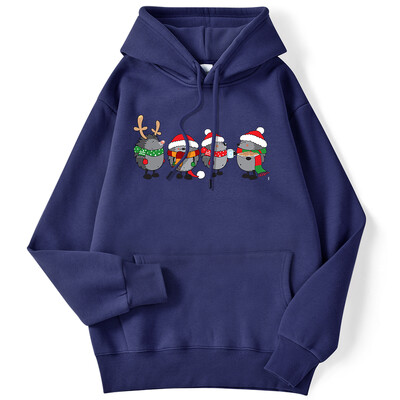 Őszi női kapucnis pulóver karácsonyi sündisznók Nyomtatott pulóver leejtő ujjú zseb felsők bő meleg kényelmes rajzfilm női ruhák