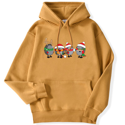 Őszi női kapucnis pulóver karácsonyi sündisznók Nyomtatott pulóver leejtő ujjú zseb felsők bő meleg kényelmes rajzfilm női ruhák